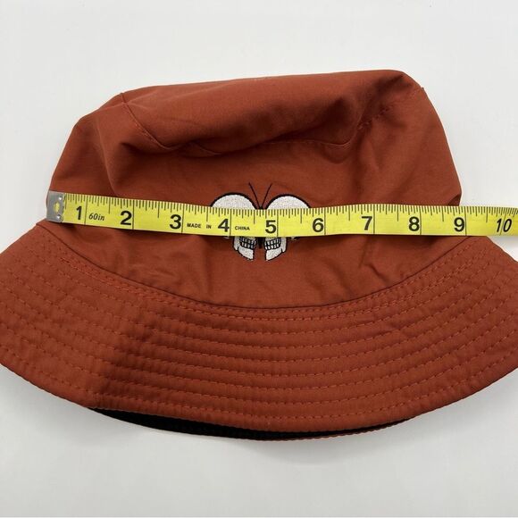Eighty Eight Reversible Bucket Hat Burt Orange Butterfly Skull - Picture 5 of 6